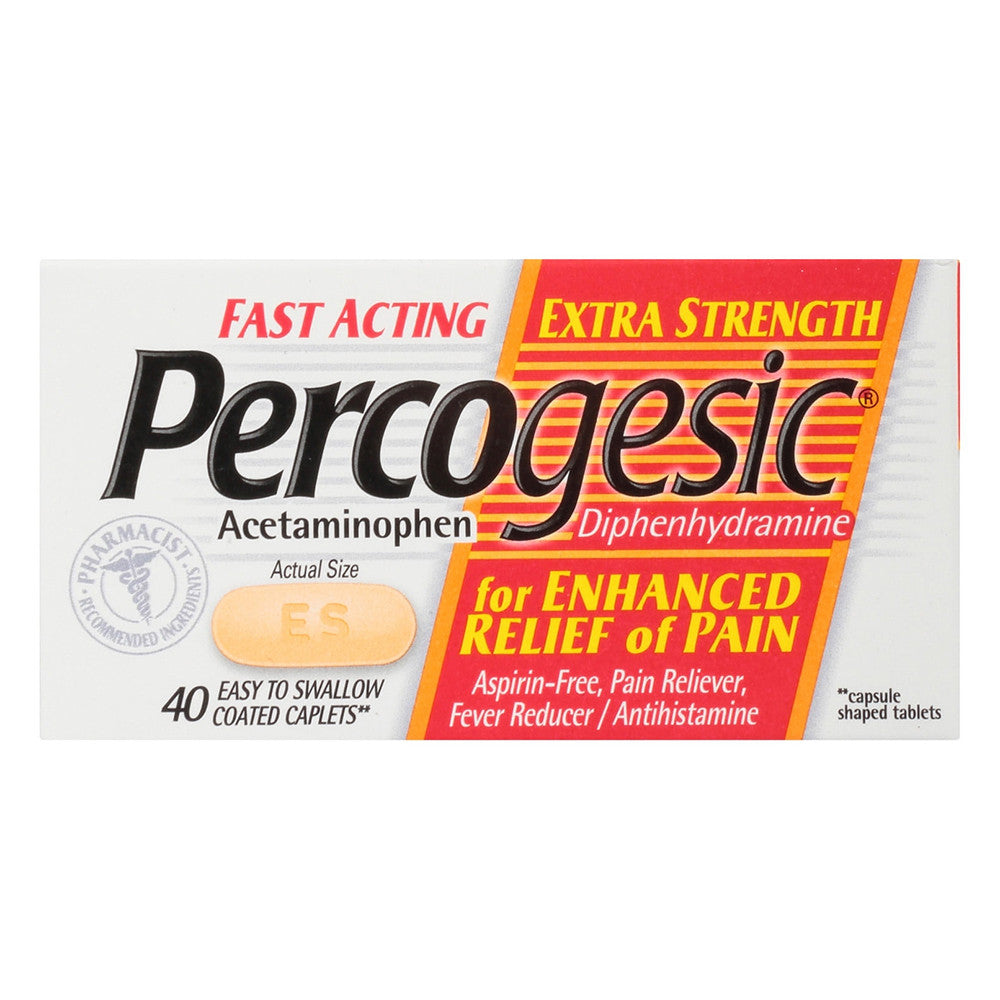 Percogesic Extra Strength Pain Reliever Coated Caplets - 40 Ea